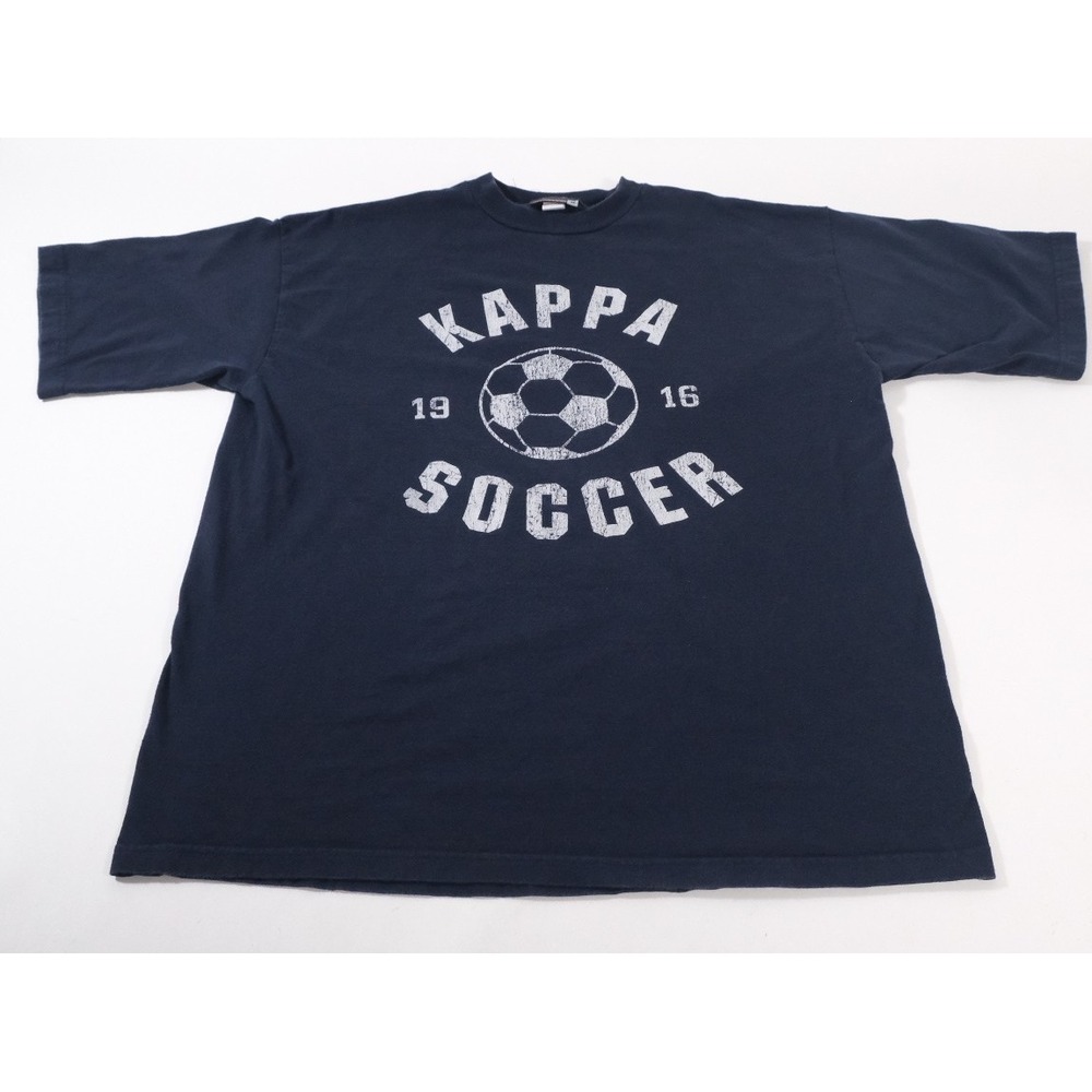 Kappa Soccer Graphic T-Shirt Mens XXL Navy Blue Vintage 90s‎ Short Sleeve Tee